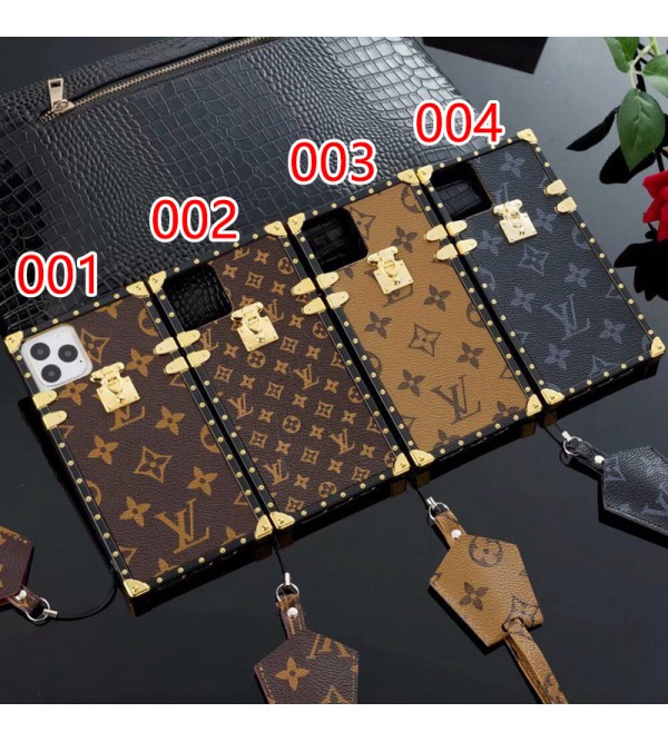 LV/ルイヴィトン ブランド  iphone 14 Pro/14 Pro Max/13 Miniケース フレーム 革製  トランク型  モノグラム ストラップ付き 携帯便利 アイフォン14/13/12/11/X/XS/XR/8/7保護ケース レディーズ