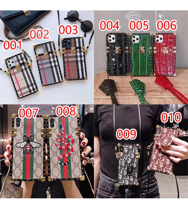 GUCCI/グッチ ブランド iphone13 mini/13 pro max/13 proケース DIOR/ディオール 個性 トランク型 蛇蜂柄 ストランプ付き BURBERRY/バーバリー レザー アイフォン13/12/11/x/xs/xr/8/7カバー おまけつき メンズ レディース 