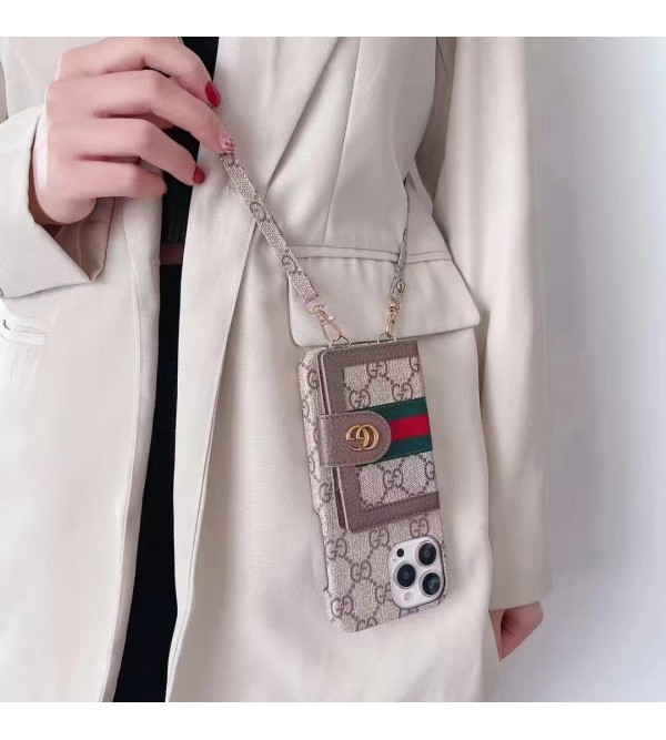 Gucci/グッチ LV/ルイヴィトン ハイブランド iphone 14/14 pro/14 pro max/14 plusケース かわいい 財布型 斜めがけ カード収納 ストラップ付き Galaxy A23 5G/S22/S22+/S22 ultraスマホケース モノグラム 紛失防止 アイフォン14/13/12/11/X/XS/XR/8/7カバー HUAWEI ファッション メンズ レディース