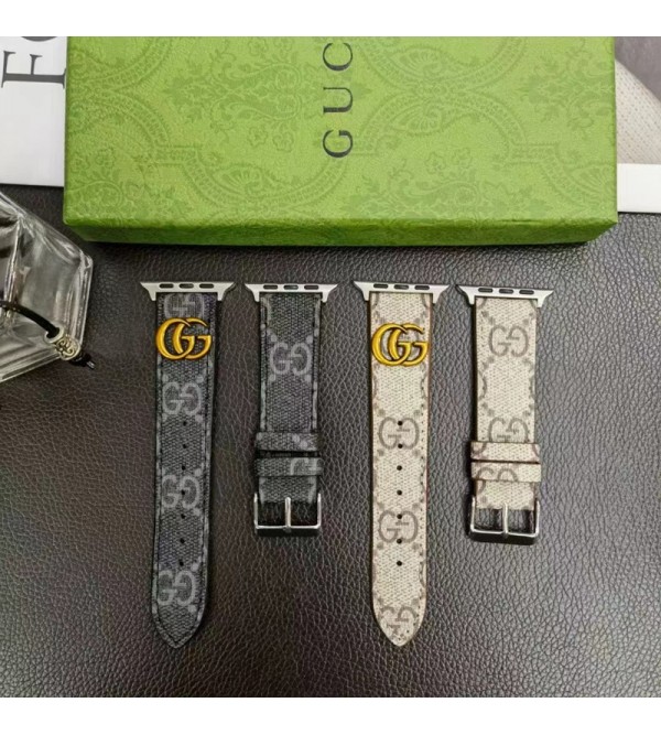 GUCCI ブランド アップルウォッチ 8/SE2/Ultra/7バンド 立体 グッチ レザー モノグラム Apple Watch 8/7/se2/6/5/se/4/3/2/1ベルト セレブ愛用 大人気 メンズ レディース