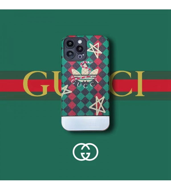 ADIDAS/アディダス GUCCI/グッチ コラボ ブランド iphone 14/14 pro/14 pro maxケース メッキ風 蜂蛇 トレフォイル柄 五芒星 モノグラム ジャケット型 アイフォン14/14プロ/14プロ マックス/13/12/11カバー 芸能人愛用 コピー メンズ レディーズ