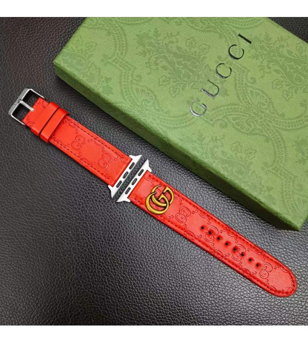 Gucci ブランド グッチ アップルウォッチ8/SE2/Ultra/7バンド モノグラム レザー製 Apple Watch 8/se2/ultra/7/6/5/4/3/2ベルト 耐衝撃 ストラップ ファッション メンズ レディース