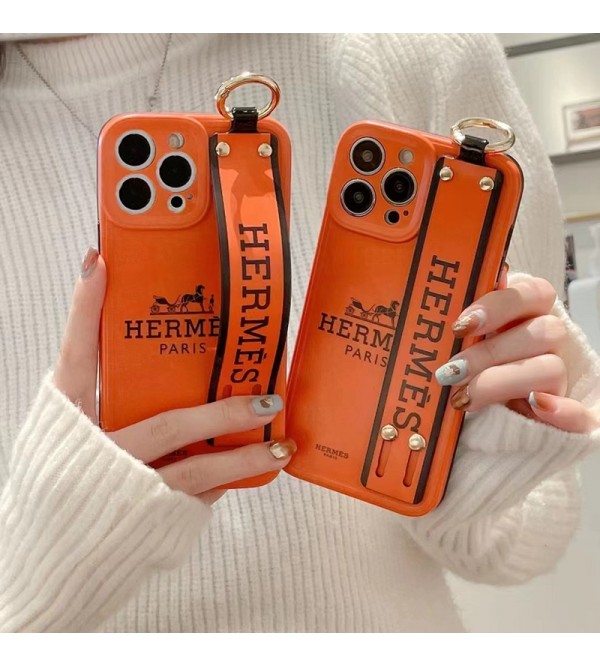 Hermes ブランド エルメス iphone14/14 pro/14 pro maxケース おしゃれ 馬車柄 ハンドバンド付 リング付き ジャケット型 モノグラム スタンド機能 アイフォン14/13/12/11カバー 大人気 モノグラム コピー メンズ レディース