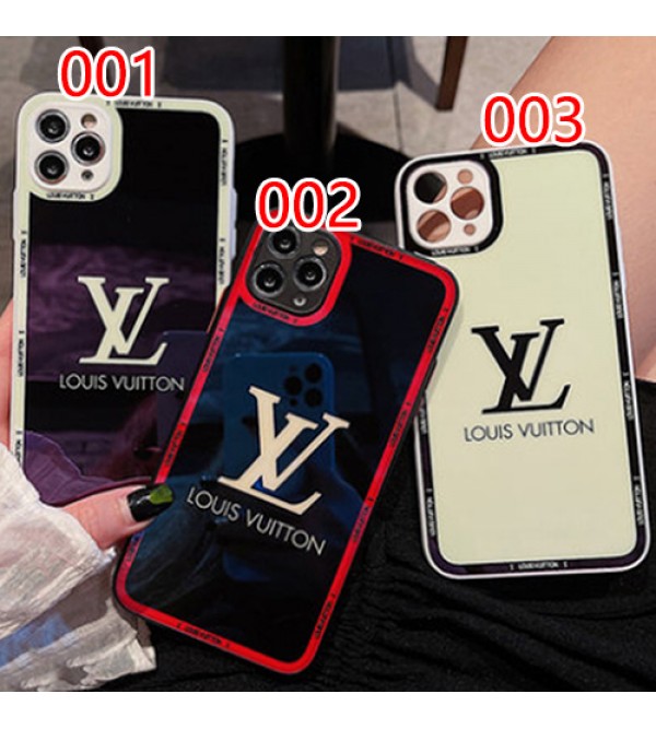 LV ルイヴィトン ブランド iphone13 pro/13 pro max/13 miniケース モノグラム 韓国風 鏡面 ガラス型 キラキラ ジャケット型 アイフォン13/12/11/x/xr/xs/8/7カバー 黒白赤 メンズ レディース