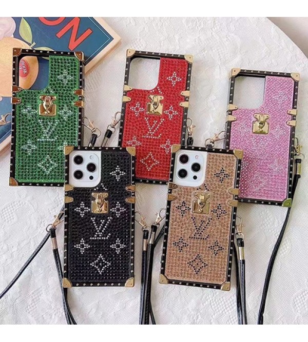 CHANEL シャネル ブランド iphone13 mini/13 pro max/13 proケース トランク型 かわいい きらきら ストランプ付き LV ルイヴィトン タッセルフ風 個性 アイフォン13/12/11/x/xs/xr/8 plusカバー おまけつき メンズ レディース 