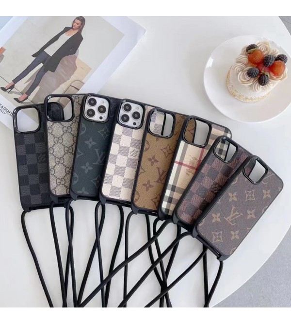 BURBERRY/バーバリー LV/ルイヴィトン ブランド iphone 14/14 pro/14 pro max/se3/13 miniケース 経典 ビジネス GUCCI/グッチ 個性 モノグラム ストラップ付き 斜め掛け アイフォン14/13/12/11/x/8/7カバー ファッション メンズ レディース