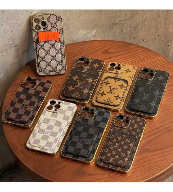 GUCCI/グッチ LV/ルイヴィトン ブランド  iphone 14/14 pro/14 pro max/14 plusケース モノグラム カード入れ レザー ポケット アイフォン14/13/12/11/x/xr/xs/8/7カバー 大人気 メンズ レディーズ