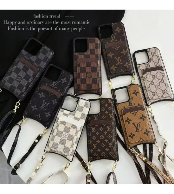 Gucci/グッチ LV/ルイヴィトン ブランド iphone 14/14 pro/14 pro maxケース 背面レザー バッグ風 カード入れ ストライプ付き モノグラム アイフォン14/13/12/11カバー ファッション メンズ レディーズ