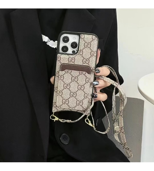 Gucci/グッチ LV/ルイヴィトン ブランド iphone 14/14 pro/14 pro maxケース 背面レザー バッグ風 カード入れ ストライプ付き モノグラム アイフォン14/13/12/11カバー ファッション メンズ レディーズ