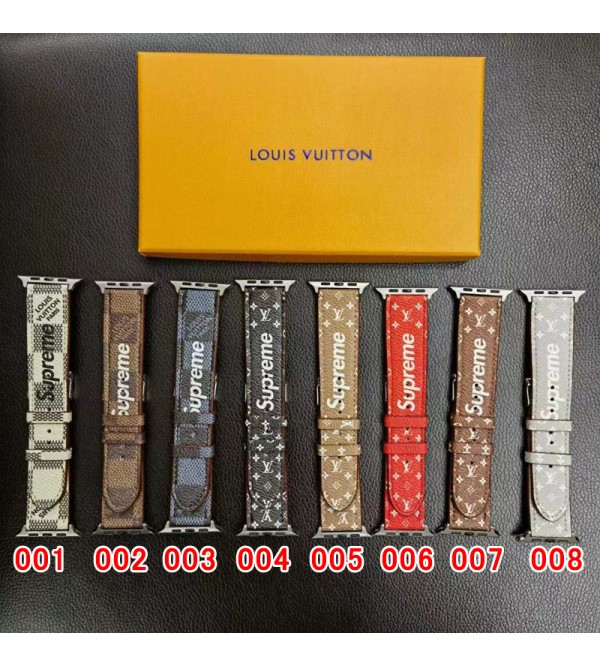 Supreme/シュプリーム LV/ルイヴィトン コラボ ブランド アップル ウォッチ8/SE2/Ultra/7バンド モノグラム柄 レザー製  Apple Watch 8/7/SE2/6/5/4/SE3/2/1腕時計ベルト 安い ストラップ メンズ レデイース