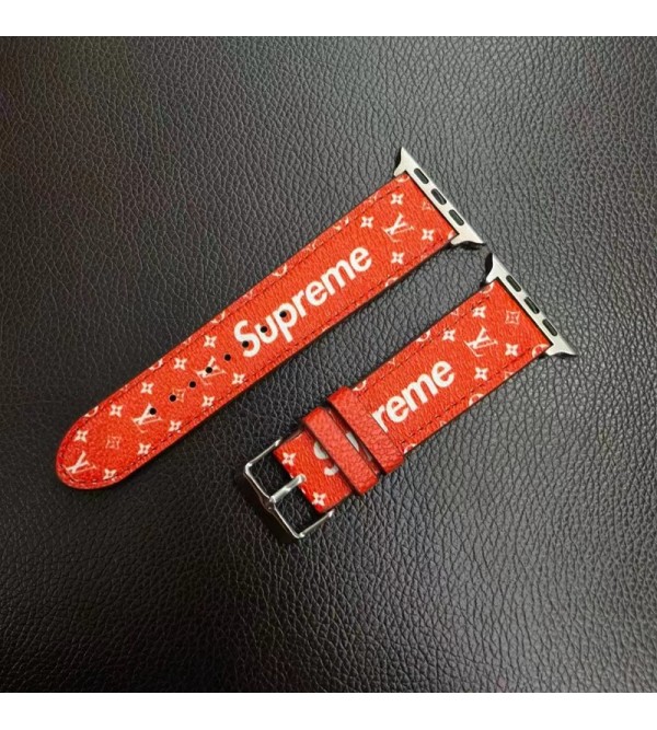 Supreme/シュプリーム LV/ルイヴィトン コラボ ブランド アップル ウォッチ8/SE2/Ultra/7バンド モノグラム柄 レザー製  Apple Watch 8/7/SE2/6/5/4/SE3/2/1腕時計ベルト 安い ストラップ メンズ レデイース