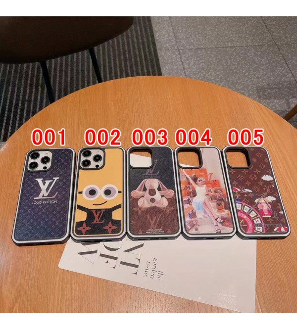 LV ハイブランド ルイヴィトン iPhone 14/14 Pro/14 Pro Max/14 Plus ケース かわいい ミニオン 美人 ウサギ 観覧車 花柄 キャラクター風 レザー製 アイフォン14/14プロ/14プロ マックス/14プラス/13/12/11カバー 大人気 メンズ レディース