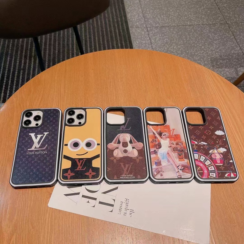 LV ハイブランド ルイヴィトン iPhone 14/14 Pro/14 Pro Max/14 Plus ケース かわいい ミニオン 美人 ウサギ 観覧車 花柄 キャラクター風 レザー製 アイフォン14/14プロ/14プロ マックス/14プラス/13/12/11カバー 大人気 メンズ レディース