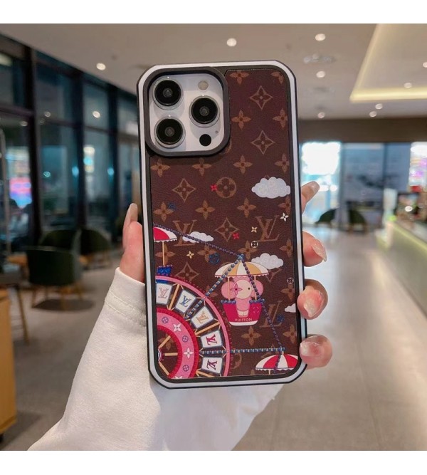 LV ハイブランド ルイヴィトン iPhone 14/14 Pro/14 Pro Max/14 Plus ケース かわいい ミニオン 美人 ウサギ 観覧車 花柄 キャラクター風 レザー製 アイフォン14/14プロ/14プロ マックス/14プラス/13/12/11カバー 大人気 メンズ レディース