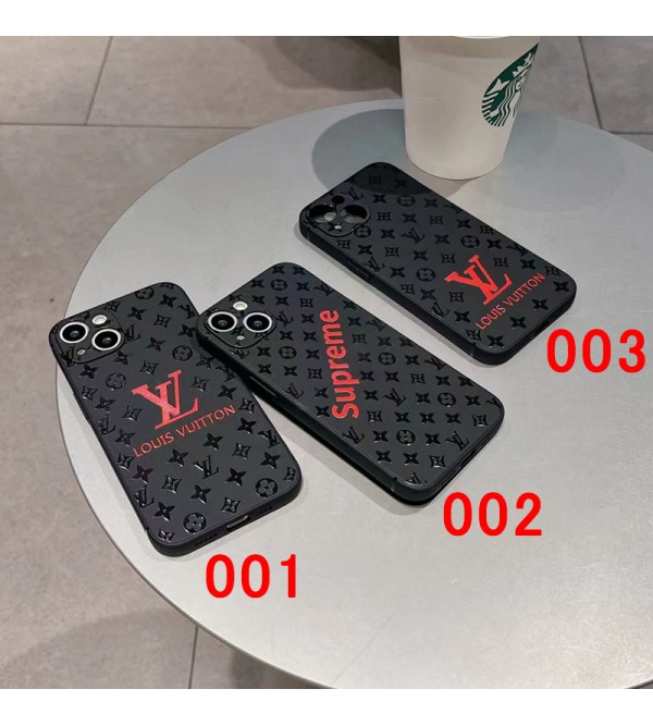 SUPREME/シュプリーム LV/ルイヴィトン ブランド iphone 14/14 pro/14 pro maxケース オシャレ モノグラム ジャケット型 TPU製 黒色 アイフォン14/14プロ/14プロマックス/13/12/11/x/xs/xr/8/7カバー 全面保護 コピー ファッション メンズ レディース