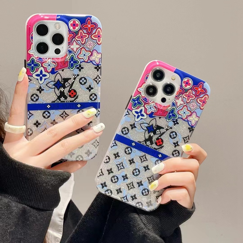 LV/ルイヴィトン ブランド iphone 14/14 pro/14 pro maxケース 韓国風 きらきら 花柄 カラー色 モノグラム ジャケット型 アイフォン14/14プロ/14プロ マックス/13/12カバー ファッション メンズ ディーズ