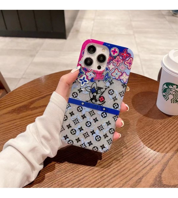 LV/ルイヴィトン ブランド iphone 14/14 pro/14 pro maxケース 韓国風 きらきら 花柄 カラー色 モノグラム ジャケット型 アイフォン14/14プロ/14プロ マックス/13/12カバー ファッション メンズ ディーズ