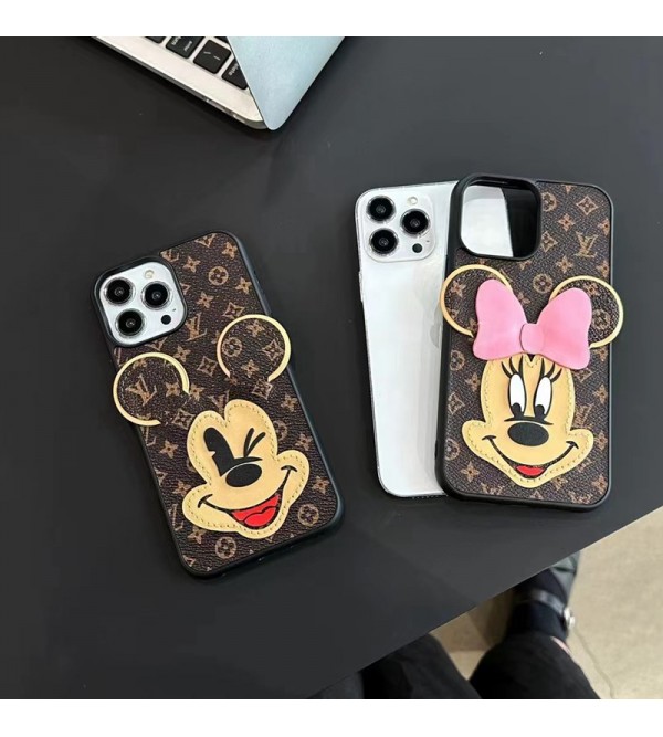 LV/ルイヴィトン ハイブランド iPhone 14/14 Pro/14 Pro Maxケース かわいい ディズニー カード入れ ミッキーマウス柄 レザー ミニーマウス モノグラム ジャケット アイフォン14/14プロ/14プロマックス/13/12/11カバー コピー ファッション メンズ レディース