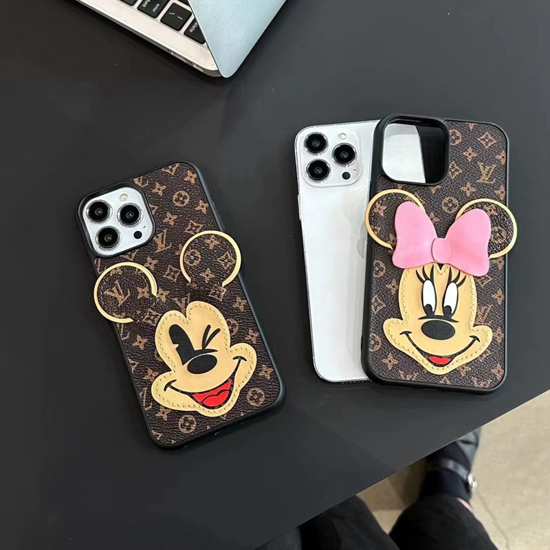 LV/ルイヴィトン ハイブランド iPhone 14/14 Pro/14 Pro Maxケース かわいい ディズニー カード入れ ミッキーマウス柄 レザー ミニーマウス モノグラム ジャケット アイフォン14/14プロ/14プロマックス/13/12/11カバー コピー ファッション メンズ レディース