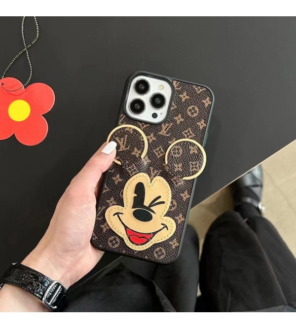 LV/ルイヴィトン ハイブランド iPhone 14/14 Pro/14 Pro Maxケース かわいい ディズニー カード入れ ミッキーマウス柄 レザー ミニーマウス モノグラム ジャケット アイフォン14/14プロ/14プロマックス/13/12/11カバー コピー ファッション メンズ レディース