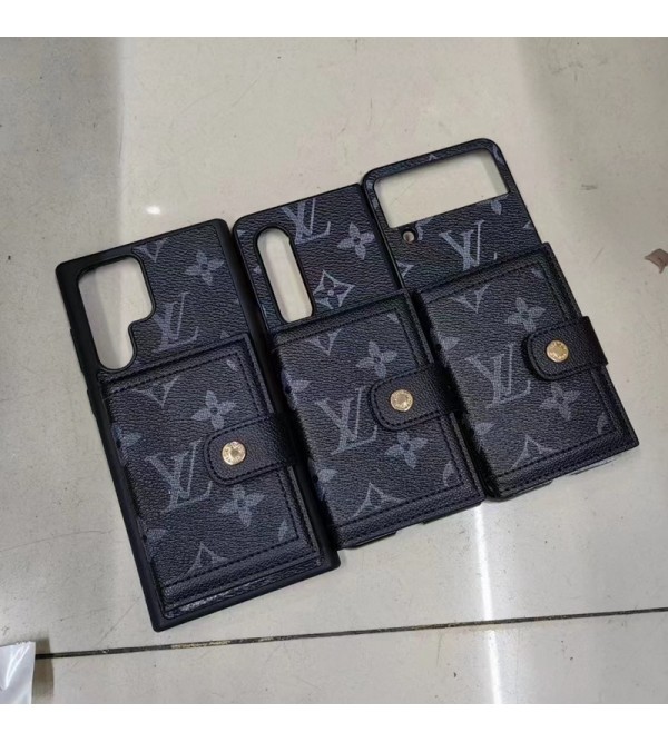 Lv ルイヴィトン男女兼用 Galaxy s23 ultra/Z flip4/fold4ケース 財布風 カードバッグ レザー製　ブランドモノグラム Galaxy s23+ s21ケース ブランドギャラクシーS23プラス s22 s21 plus ケース ファッションgalaxy s23 plus スマホケース 激安