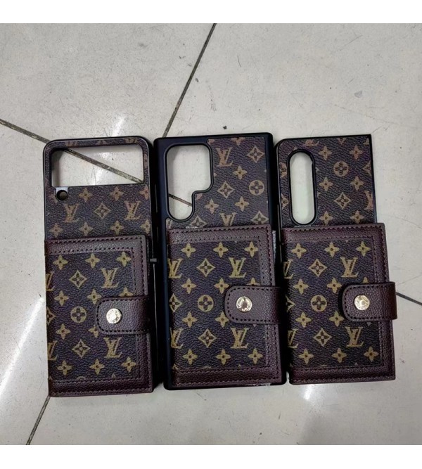 Lv ルイヴィトン男女兼用 Galaxy s23 ultra/Z flip4/fold4ケース 財布風 カードバッグ レザー製　ブランドモノグラム Galaxy s23+ s21ケース ブランドギャラクシーS23プラス s22 s21 plus ケース ファッションgalaxy s23 plus スマホケース 激安