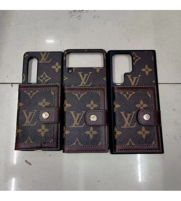 Lv ルイヴィトン男女兼用 Galaxy s23 ultra/Z flip4/fold4ケース 財布風 カードバッグ レザー製　ブランドモノグラム Galaxy s23+ s21ケース ブランドギャラクシーS23プラス s22 s21 plus ケース ファッションgalaxy s23 plus スマホケース 激安