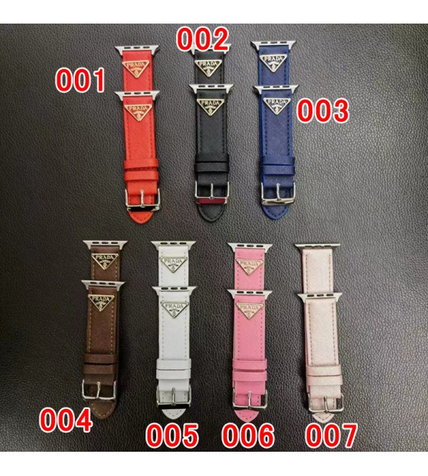 PRADA ブランド アップルウォッチ8/se2/ultra/7バンド モノグラム プラダ レザー製 カラー色 腕時計 apple watch 8/se2/ultra/7/6/5/4/3/2ベルト 大人気 メンズ レディーズ