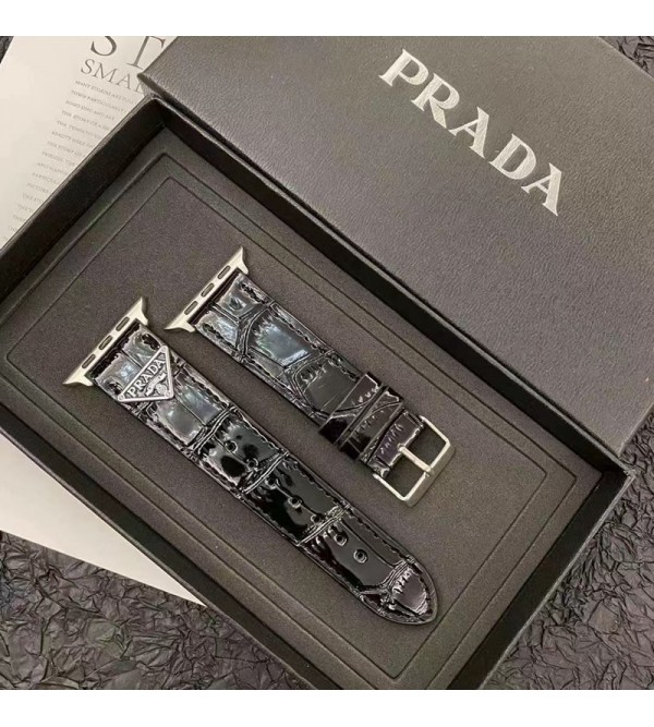 PRADA ブランド アップルウォッチ8/SE2/Ultra/7バンド かわいい プラダ レザー製 クロコダイル革 ワニ モノグラム 多色 Apple Watch 8/se2/ultra/7/6/se/5/4/3/2ベルト 腕時計 ストラップ 大人気 メンズ レディーズ