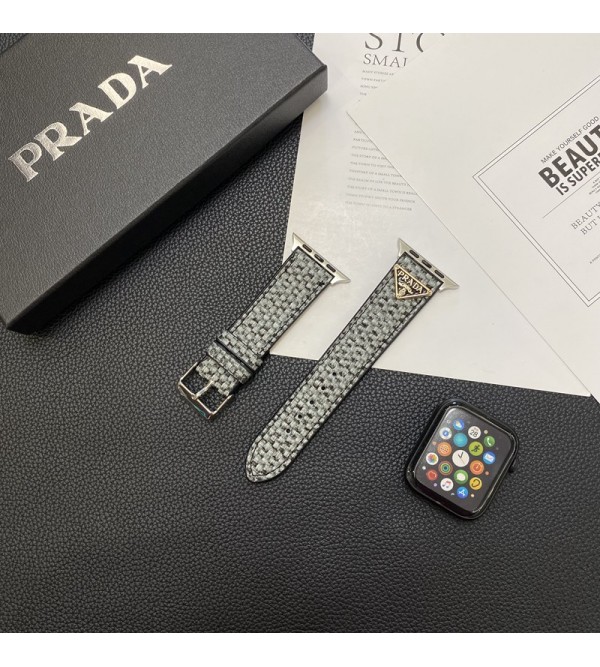 Prada プラダapple watch 9/se2ストラップ ファッションアップルウォッチ7バンド 調節可能モノグラム アップルウォッチSE2バンド レザー製芸能人愛用 アップルウォッチUltra