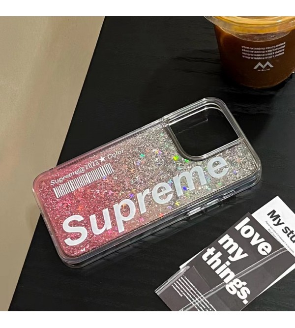 Supreme ブランド シュプリーム iphone 14/14 pro/14 pro max/14 plusケース かわいい 流れ風 クリア キラキラ モノグラム ジャケット型 コピー アイフォン14/14プロ/14プロ マックス/14プラス/13/12/11/x/xs/xr/8+/7+カバー ファッション メンズ レディーズ