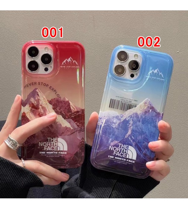 The North Face ブランド ザ.ノース.フェイス iphone14Pro max 14Pro 14スマホケース オシャレ 雪山柄 ジャケット型 the north face クリアケース アイフォン14プロ マックス/14プロ/14カバー ファッション メンズ レディース 