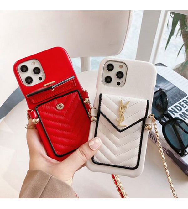 YSL/イブ.サン.ローラン ハイブランド iphone 14/14Pro/14 Pro Max/14 plus/13 Miniケース かわいい ストランプ付き バッグ レザー製 ジャケット型 カード収納 シンプル アイフォン14/13/12/x/xs/xr/se2カバー 大人気 レディース