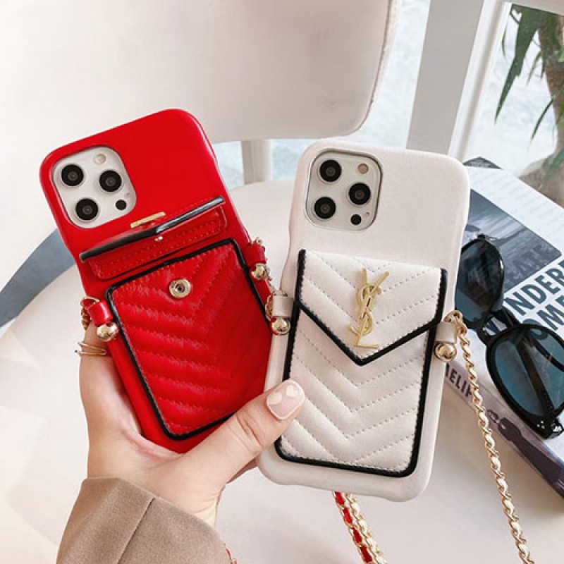 YSL/イブ.サン.ローラン ハイブランド iphone 14/14Pro/14 Pro Max/14 plus/13 Miniケース かわいい ストランプ付き バッグ レザー製 ジャケット型 カード収納 シンプル アイフォン14/13/12/x/xs/xr/se2カバー 大人気 レディース