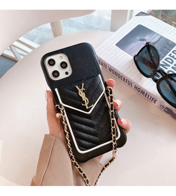 YSL/イブ.サン.ローラン ハイブランド iphone 14/14Pro/14 Pro Max/14 plus/13 Miniケース かわいい ストランプ付き バッグ レザー製 ジャケット型 カード収納 シンプル アイフォン14/13/12/x/xs/xr/se2カバー 大人気 レディース