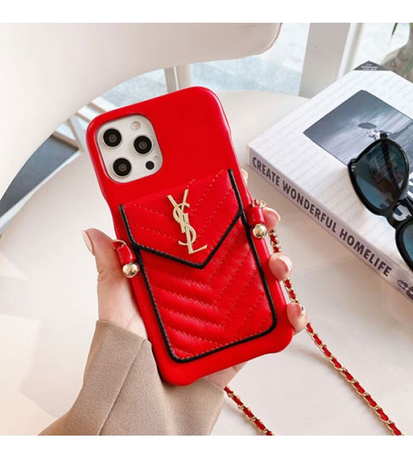 YSL/イブ.サン.ローラン ハイブランド iphone 14/14Pro/14 Pro Max/14 plus/13 Miniケース かわいい ストランプ付き バッグ レザー製 ジャケット型 カード収納 シンプル アイフォン14/13/12/x/xs/xr/se2カバー 大人気 レディース