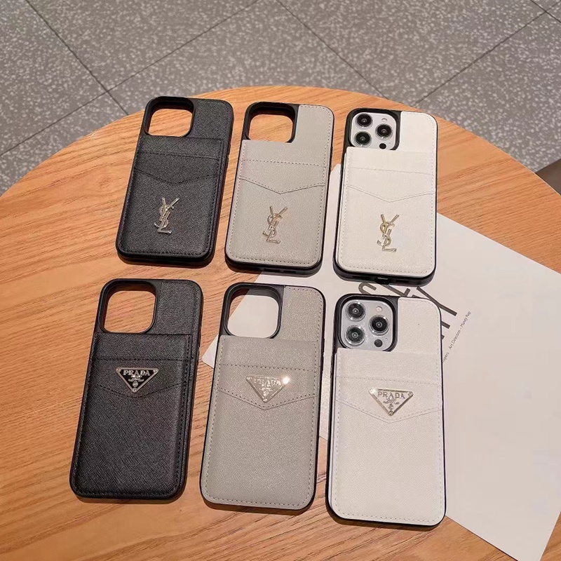 Prada プラダ YSL ハイブランド iphone 1514/14 Pro/14 Pro Maxケース オシャレ イヴ･サンローラン Yves Saint Laurent カード入り レザー バッグ モノグラム コピー アイフォン15/14/13/12/11/x/xs/xr/8/7カバー ファッション メンズ レディーズ