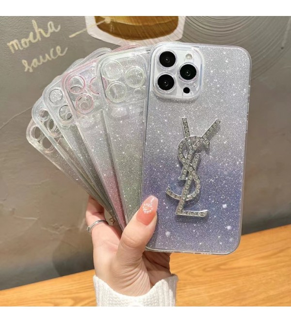 YSL ハイブランド イブ・サンローラン iphone 14/14 pro/14 pro maxケース インスタ きらきら 銀河風 クリアケース モノグラム アイフォン14/14プロ/14プロマックス/13/12/11カバー コピー メンズ レディーズ