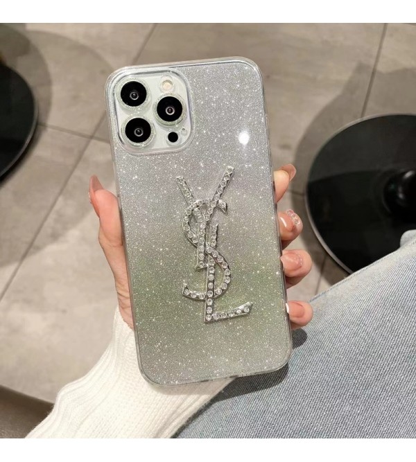 YSL ハイブランド イブ・サンローラン iphone 14/14 pro/14 pro maxケース インスタ きらきら 銀河風 クリアケース モノグラム アイフォン14/14プロ/14プロマックス/13/12/11カバー コピー メンズ レディーズ