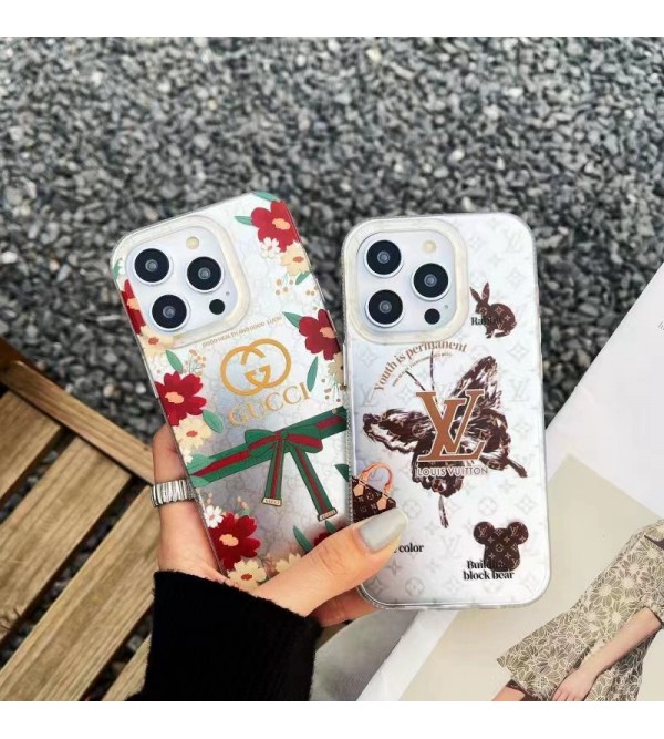 Chanel/シャネル Gucci/グッチ LV/ルイヴィトン ブランド iphone 14/14 pro/14 pro maxケース かわいい  イブサンローラン 植物 熊 ウサギ 蝶 熊柄 YSL モノグラム 個性 アイフォン14/14プロ/14プロマックス/13/12/11カバー ファッション メンズ レディーズ