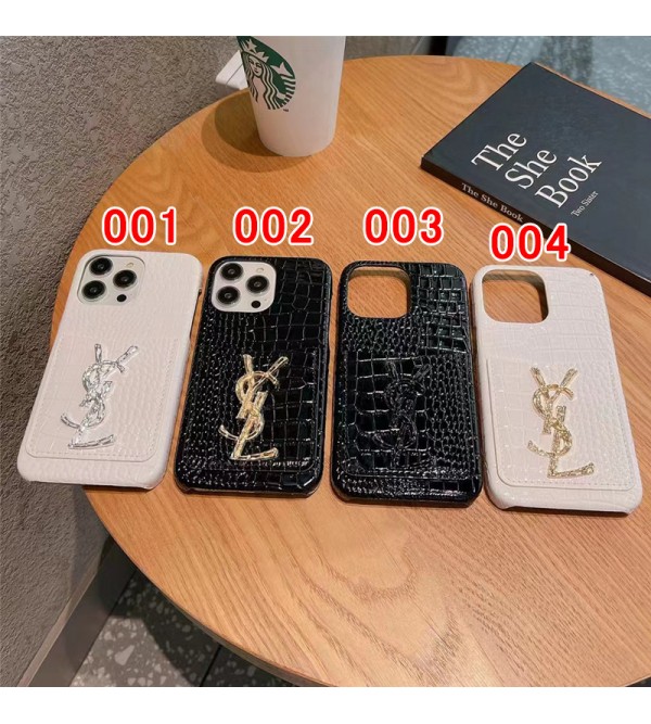 YSL ブランド イブ.サンローラン iPhone 14/14 PRO/14 PRO MAX/14 PLUSケース かわいい ワニ レザー風 カード入れ モノグラム アイフォン14/14プロ/14プロ マックス/14プラス/13/12/11カバー コピー パロディ風 新品 ファッション メンズ レディース