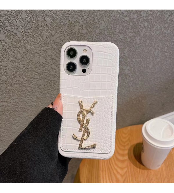 YSL ブランド イブ.サンローラン iPhone 14/14 PRO/14 PRO MAX/14 PLUSケース かわいい ワニ レザー風 カード入れ モノグラム アイフォン14/14プロ/14プロ マックス/14プラス/13/12/11カバー コピー パロディ風 新品 ファッション メンズ レディース