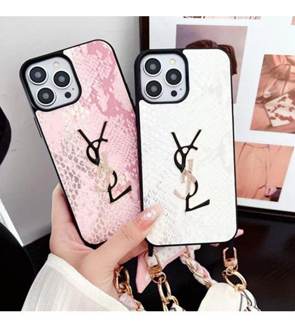 Ysl イブサンローラン女性向け iphone15pro max xr xs max 8/7 plusケース ガラス型 男女兼用 人気 ブランド iphone15 14 13 12 proケース  手帳型 ストラップ付きアイフォン15プラス 14ケース バッグ型