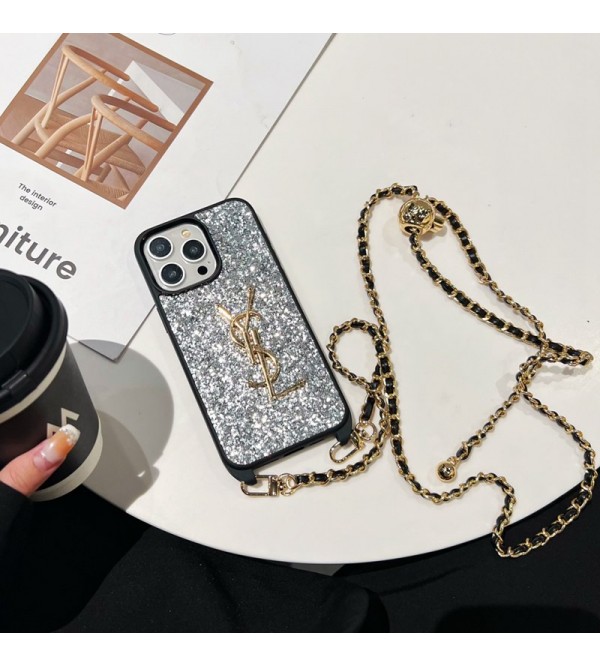 Ysl イブサンローラン 男女兼用 人気 ブランド iphone15 14 13 12 proケース  手帳型 ストラップ付きアイフォン15プラス 14ケース バッグ型 アイフォン15 14 13 スマホケース インスタ風