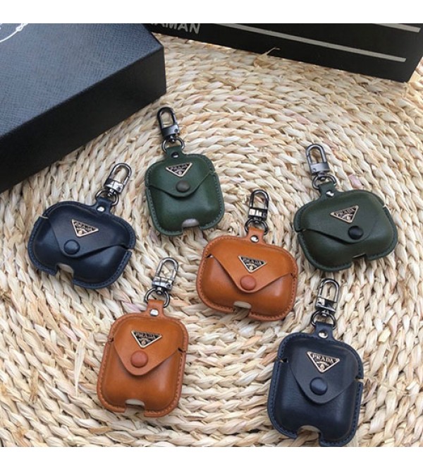 プラダ ブランド airpods 3/2/1/proケース 韓国風 かわいい レザー Prada おまけつき カラビナ付き バッグ型 全機種対応 エアーポッズ1/2/3ケース 大人気 メンズ レディース