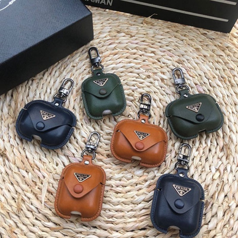 プラダ ブランド airpods 3/2/1/proケース 韓国風 かわいい レザー Prada おまけつき カラビナ付き バッグ型 全機種対応 エアーポッズ1/2/3ケース 大人気 メンズ レディース