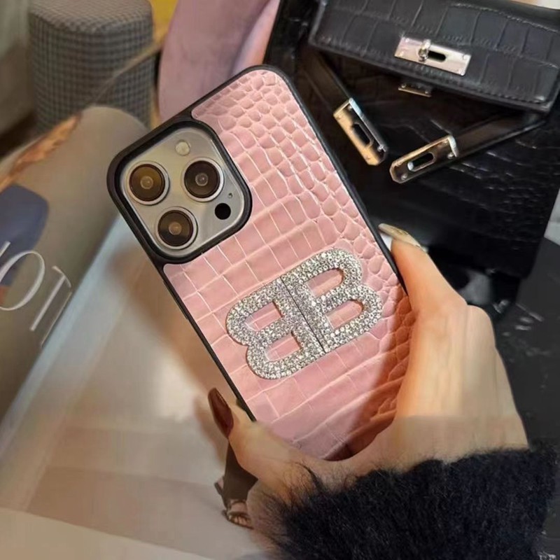 Balenciaga バレンシアガ女性向け iphone15pro max xr xs max 8/7 plusケース ガラス型 男女兼用 人気 ブランド iphone15 14 13 12 proケース  手帳型 ストラップ付き モノグラム iphone 15 14 plusケース 個性