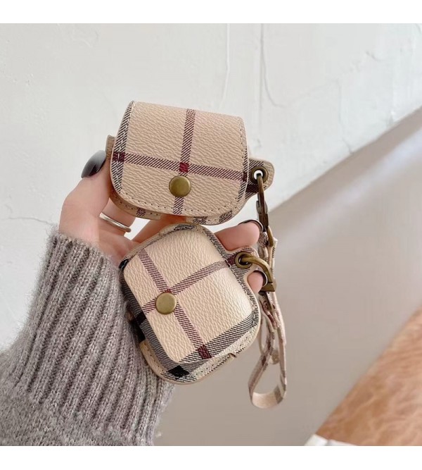 Burberry ブランド airpods 3/2/1/proケース 韓国風 レザー バーバリー かわいい おまけつき カラビナ付き バッグ型 全機種対応 エアーポッズ1/2/3/プロカバー 大人気 メンズ レディース