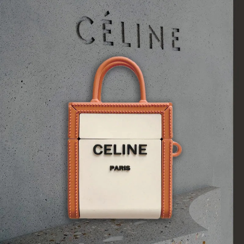 CELINE セリーヌ ブランド AirPods 3/2/1/Proケース 個性 シリコン バッグ風 カラビナ付き 第1/2/3世代 エアーポッズ1/2/3/プロカバー かわいい 紛失防止 収納便利 メンズ レディース