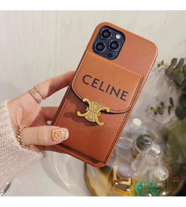 CELINE セリーヌ ブランド iphone14/14Pro/14Pro maxケース オシャレ カード入り レザー 背面バッグ galaxy s23/s23 plus/s23 ultra/note20ケース モノグラム アイフォン14/13/12/11/x/xs/xr/8/7カバー ファッション メンズ レディース